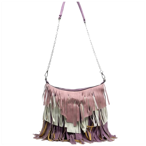 Last One Multi Fringe Shoulder Bag Purple - Picture 2 of 8